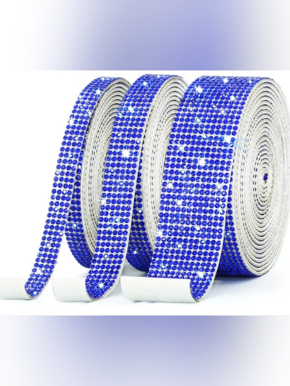 3 Rolls Blue Rhinestone Self Adhesive Decorative Strip for Arts And Crafts